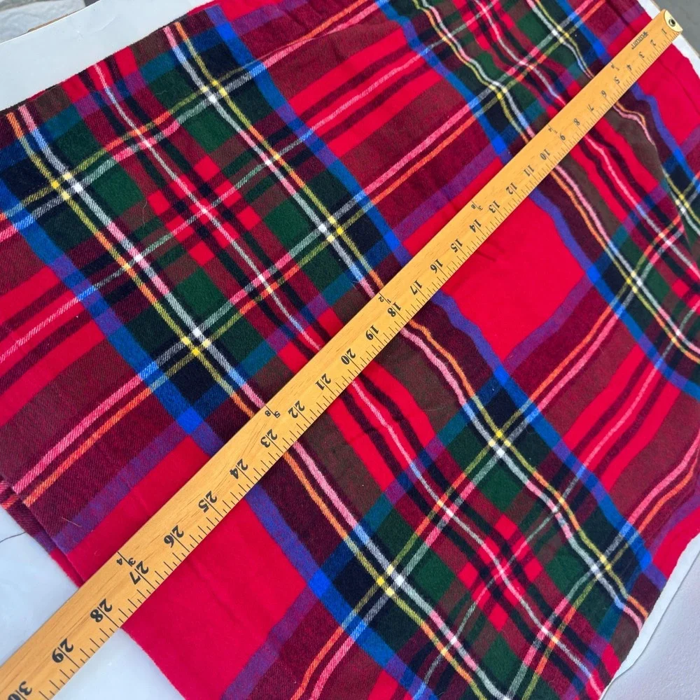 Lands End Plaid Pillow Sham 100% Cotton Flannel Portugal Red Green Blue Yellow